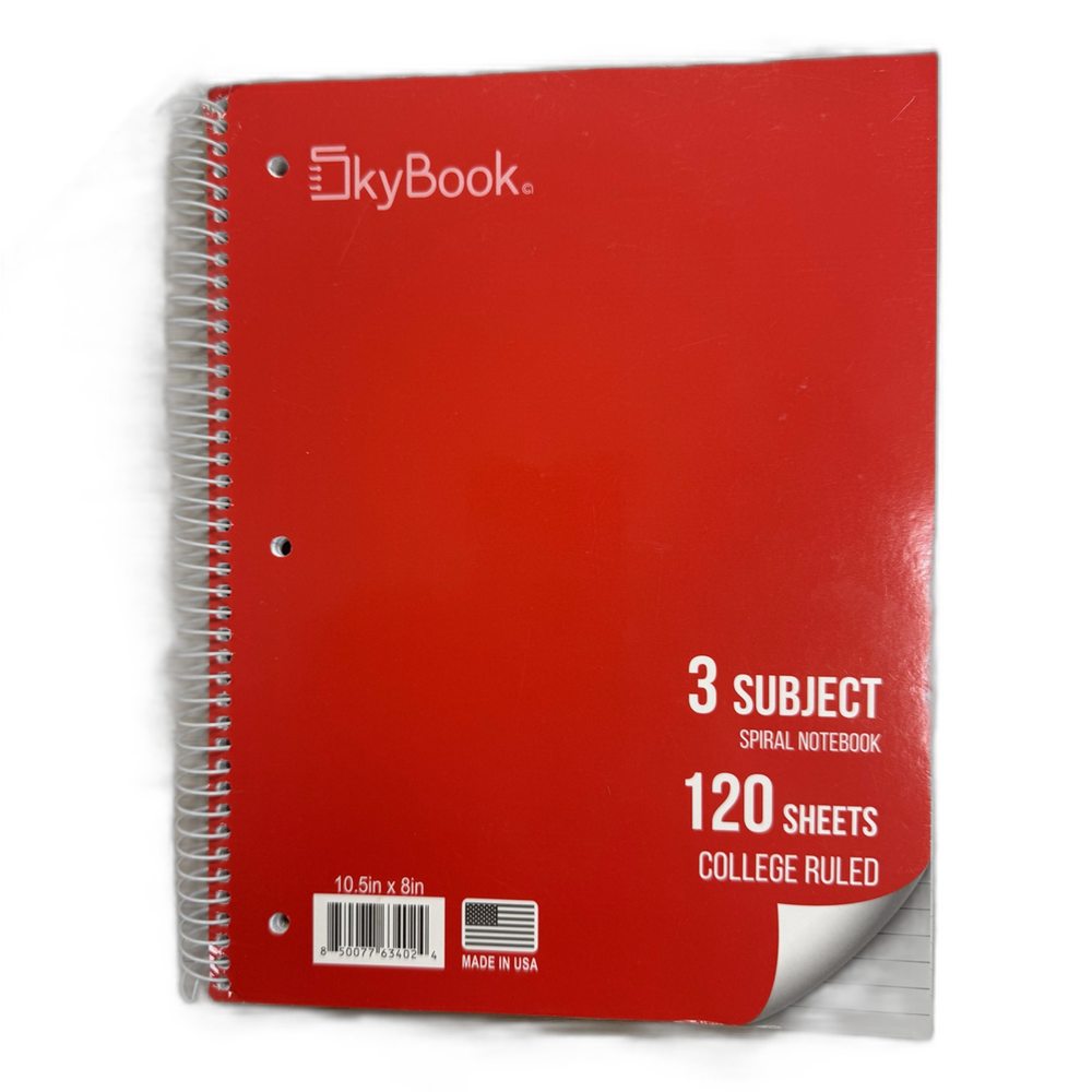 SKYBOOK 3 Subject Spiral Notebook